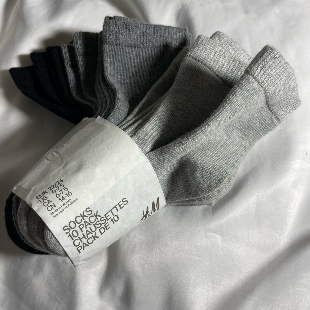 Sz 14-16 H&M Toddler Gray and Black Socks - 10 Pack New assorted colors